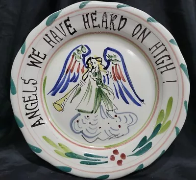 Stebner Pottery ✋️PAINTED PLATE  ANGEL  ANGELS WE HAVE HEARD ON HIGH!   85  96 • $29.99