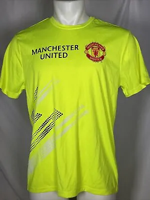 Manchester United Neon Yellow Soccer Training Jersey Mens LARGE • $24.99