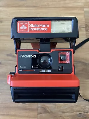 Vintage Polaroid 600 Business Black Red Instant Camera State Farm Logo - Tested • $49.99