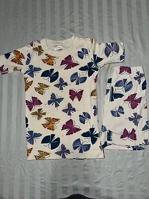 Hanna Andersson Butterfly Pajamas Size 6-7 120cm Girls Organic Short Johns PJs • $19.99