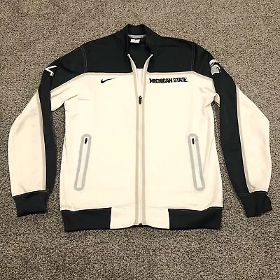 Michigan State Spartans Jacket Mens Medium White  Football Full Zip Nike MSU • $28.88