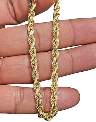 10K Solid Gold 4mm Rope Chain Necklace 7'' 16  22  24  26  30'' - Genuine Gold • $576.99