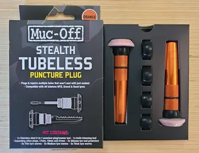 Muc-Off Stealth Tubeless Puncture Plugs Tire Repair Kit Bar-End Pair Orange • $25.95