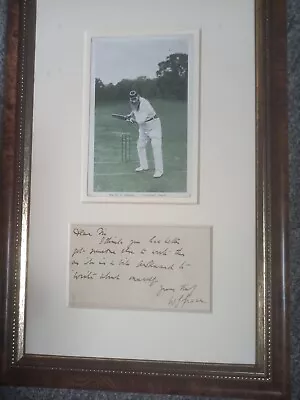 WG Grace Cricket Legend Framed Letter And Card Signed Rare Item COA FREE POSTAGE • $655