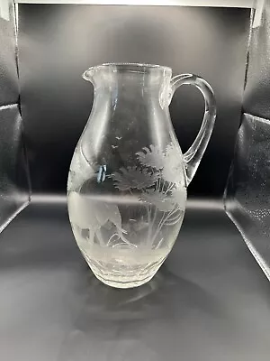 Queen Lace Rowland Ward Crystal Pitcher Moser Elephant Design Cracked • $20