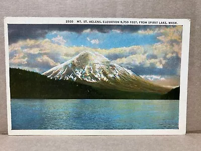 Mt. St. Helens From Spirit Lake Washington Linen Postcard No 1614 • $4.80