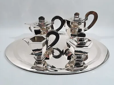 Antique Coffee & Tea Set Tray Art Deco Modern Austrian 800 Silver C 1920 • $3850