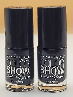 Maybelline Nail Polish Color Show Black Matte  #706 - 0.23 Oz LOT Of 2 • $12.95