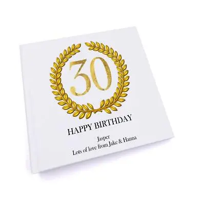 Personalised 30th Birthday Gift For Him Photo Album Gold Wreath Design UV-724 • £15.49