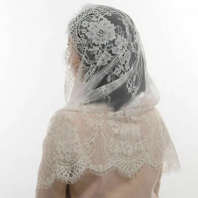 Catholic Women Mantilla Head Covering Chapel Veil Lace Latin Mass • £9.59