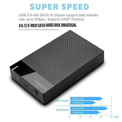 USB 3.0 To SATA External Hard Drive Caddy For 3.5 Inch SATA HDD SSD Up To 18TB • £17.09