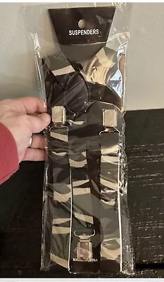 Camo Camoflage Elastic Braces Clip On Suspenders • $12