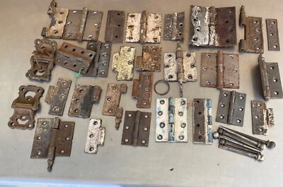 $24.99 • Buy Lot Of Assorted Vintage Mixed Fancy Salvaged  Cabinet Door Hinges Parts  #1079