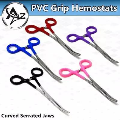 PVC Vinyl Insulated Color Grip Handle Hemostat Full Serrated 6  Locking Clamps • $6.99