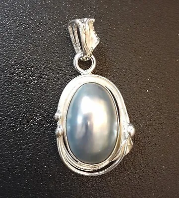 Vintage Mabe Pearl Pendant 1.75 Inch Sterling Silver • $59.79