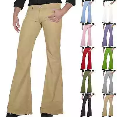 Men'S Retro Disco Flared Pants Loose Stretch Vintage Trousers Fit Flared Pants • $29.88