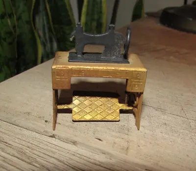 Vintage Tin Metal Toy Miniature Treadle Sewing Machine • $12