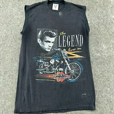 VTG Harley Davidson Shirt Mens Large Black Graphic Tank Top James Dean SSI 90s • $20.97