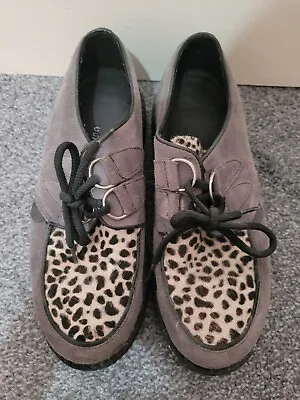 £55 • Buy Underground Creepers Wulfrun Grey Animal Suede Leather Platform Shoes Size 6