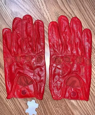 Men's Leather Driving Gloves Made With Original Sheep Skin Leather MEDIUM Size • $12.99