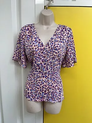 Quiz Clothing Animal Leopard Print Blouse Top Size 16 Lilac Purple New Tags • £19.99