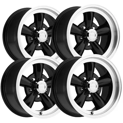 (Set Of 4) Staggered Vision 141 Legend 5 17x817x9 5x4.75  Black Wheels Rims • $582.99