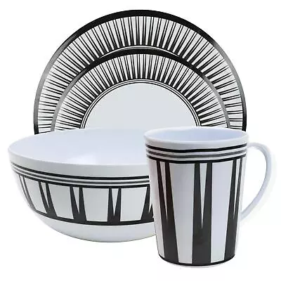 £28.95 • Buy Camping Caravan Picnic Fishing Travel Melamine 16pc Dining Dinner Set - Stripe 7