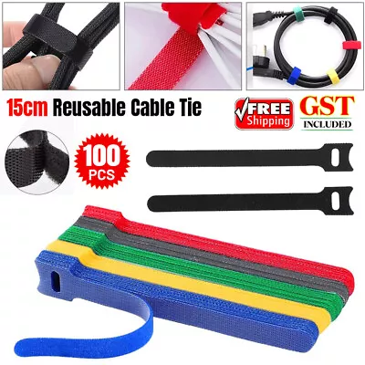 100-300pcs Reusable Cable Tie Nylon Hook Loop Strap Cord Ties PC TV Organiser AU • $12.26