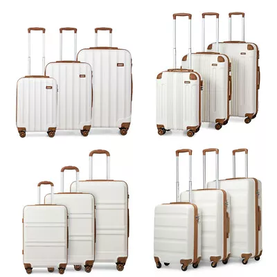 Cream ABS Hard Shell Suitcase Cabin Hand Luggage Spinner 4 Wheels Travel Case  • £89.89