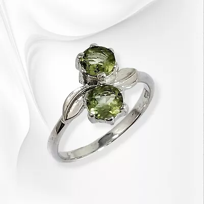 Genuine 925 Sterling Silver Woman Ring With Authentic Peridot Gemstone • £32.30