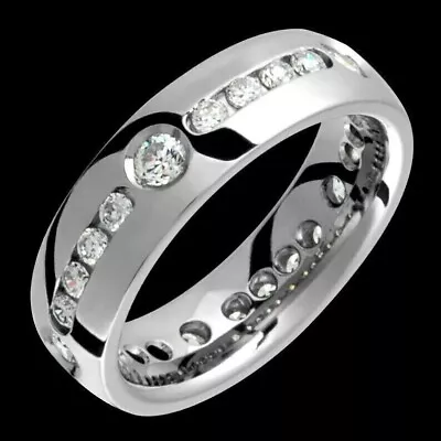 Lab-Created Diamond 1.50CT Men's Eternity Anniversary Band 14K White Gold Plated • $85.81