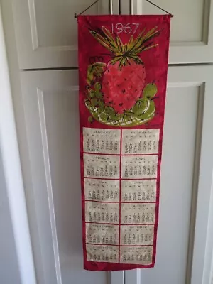 Vintage 1967 VERA Neumann Linen Calendar Hanging Towel Pineapple • $26.99