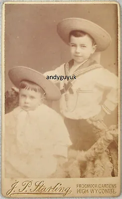Cdv Boys Sailor Suit High Wycombe Starling Straw Hat Sailing Antique Photo • £3.95