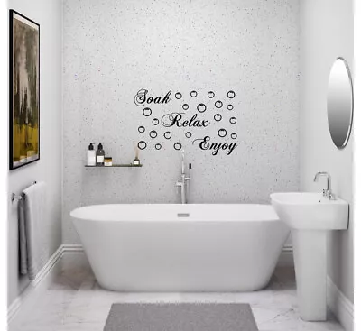 £3.50 • Buy BATHROOM Sticker Decal Soak Relax Enjoy Quote Wall Art DIY