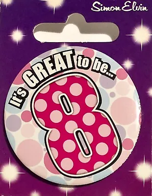 Small Birthday Badge With Plastic Clip 8th Or 9th Birthday Simon Elvin Party • £1.49