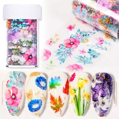 Leaf Flowers Nail Foils Stickers Mirror Glitter  Nail Transfer Sticker Paper • $0.99