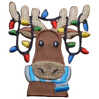 Moose Applique Patch - Christmas Lights Holiday Animal Badge 2.5  (Iron On) • $3.75