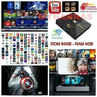 8K Arabic English Turkish Africa WI-FI Android 10 Sports TV BOX HD Moive 4/64GB • $159.99