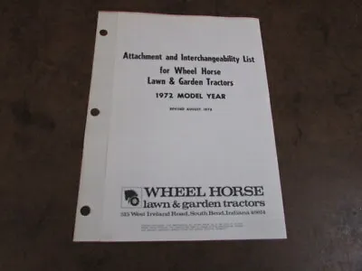 Wheel Horse Mower 1972 Tractor Garden Attachment Interchangability List • £5.89