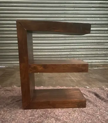 Solid Mango Wood Dakota E Shaped Side Table (E409) • £30