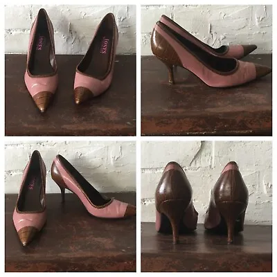 £26.50 • Buy Womens Shoes Size 4 Brown Pink Mock Croc Court JONES UNIQUE WORN ON TV INC UK PP