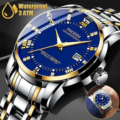 Waterproof Men Watch Stainless Steel Quartz Luminous Classic Business Wristwatch • $12.98