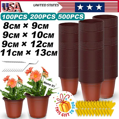 Max 500 PCS Plastic Plant Flower Pots Nursery Seedlings Pot Container With Label • $58.95