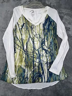 Miracle Body Shape Wear Shirt Top Womens Large Greens & White V-Neck Long Sleeve • $19.99