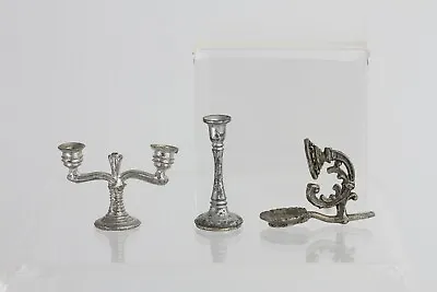 Vintage Miniature Metal Candlesticks Wall Sconce Dollhouse Diorama Accessories • $14.99