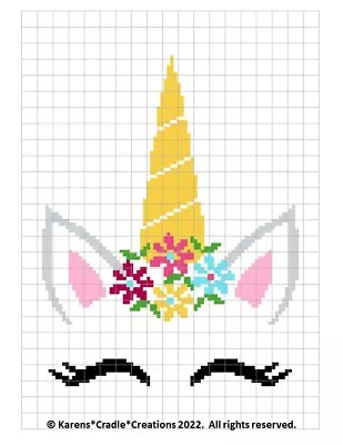 Crochet Patterns - UNICORN FULL FACE Baby GIRL Afghan Graph/Chart Pattern • $6.95