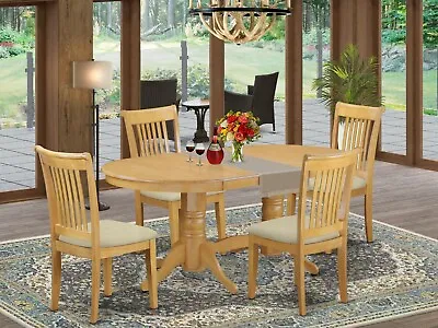 5pc Oval Vancouver Dining Room Set Table + 4 Portland Padded Chairs In Light Oak • $894