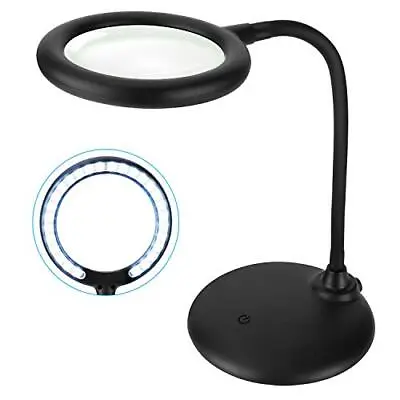 Rechargeable 5X Magnifying Desk Lamp Dimmable Magnifying Glass W Light & Stand • £35.99