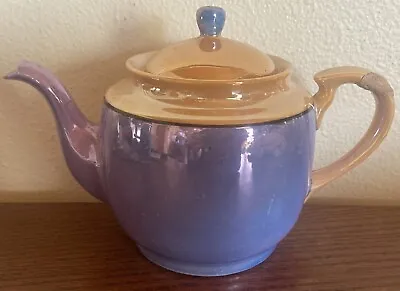 Vintage Porcelain Hand Painted Lusterware Teapot Japan Purple & Gold • $11.60