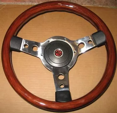 New 13.5  Wood Steering Wheel And Adaptor For MGB 1977-1980 Made In The UK • $229.94